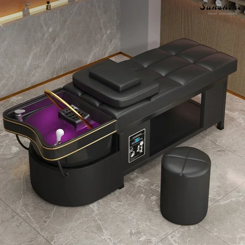 Ceramic Basin Shampoo Bed for Barber Shops. Massage Bed with Constant Temperature Water Circulation and Fumigation.