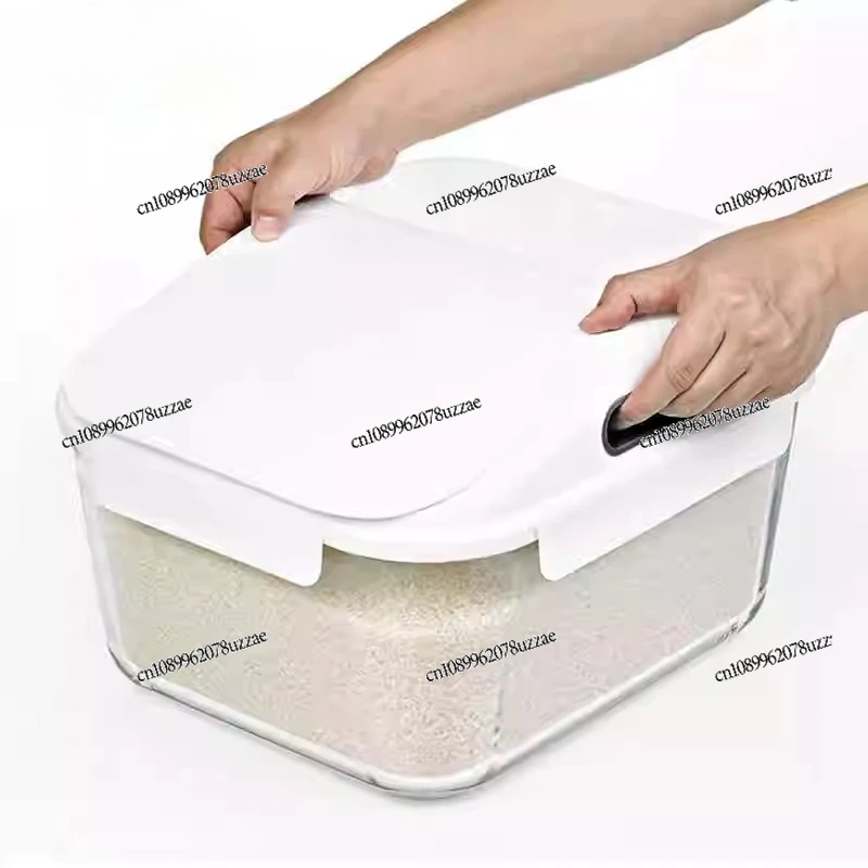 Tempered Glass Storage Storage Crisper Rice Bucket Rice Tank Grains