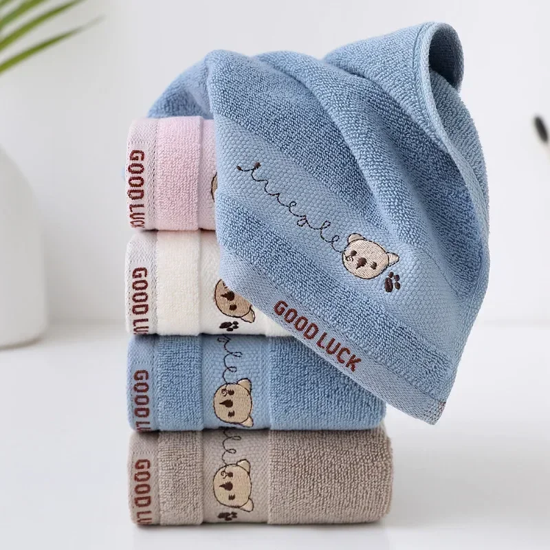 2024 Children's Towel Cartoon Bear Cute Kindergarten Kid's Towel Embroidery Cotton Wash Face Towels Baby Bath Supplies New