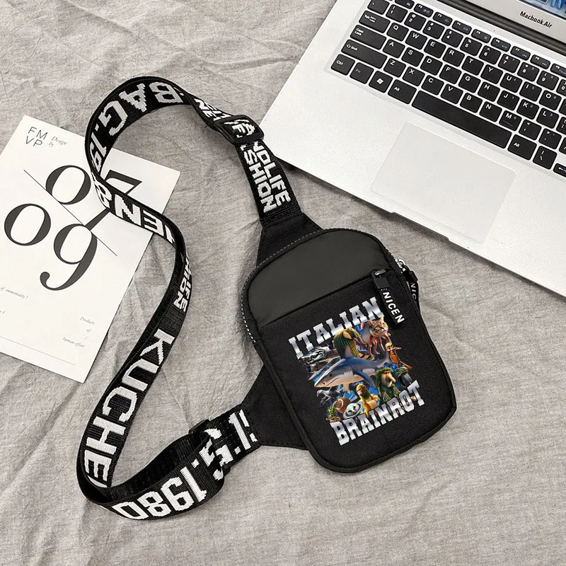 

Italian Brainrot shoulder bag convenient easy practical crossbody bag with cartoon anime patterns children's birthday gift