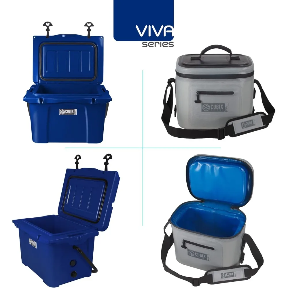 Viva Portable Rotomolded Hard Cooler, Heavy Duty Cooler Ice Chest, Insulated Cooler, Cold Retention for Travel, Beach, Camping