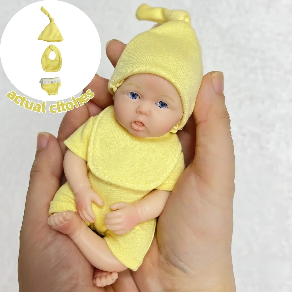 6 cali/15CM Mini urocza cała solidna silikonowa lalka Reborn malowane realistyczne ręcznie robione lalki Reborn na prezent dla dzieci Bebê Reborn — zdjęcie 3