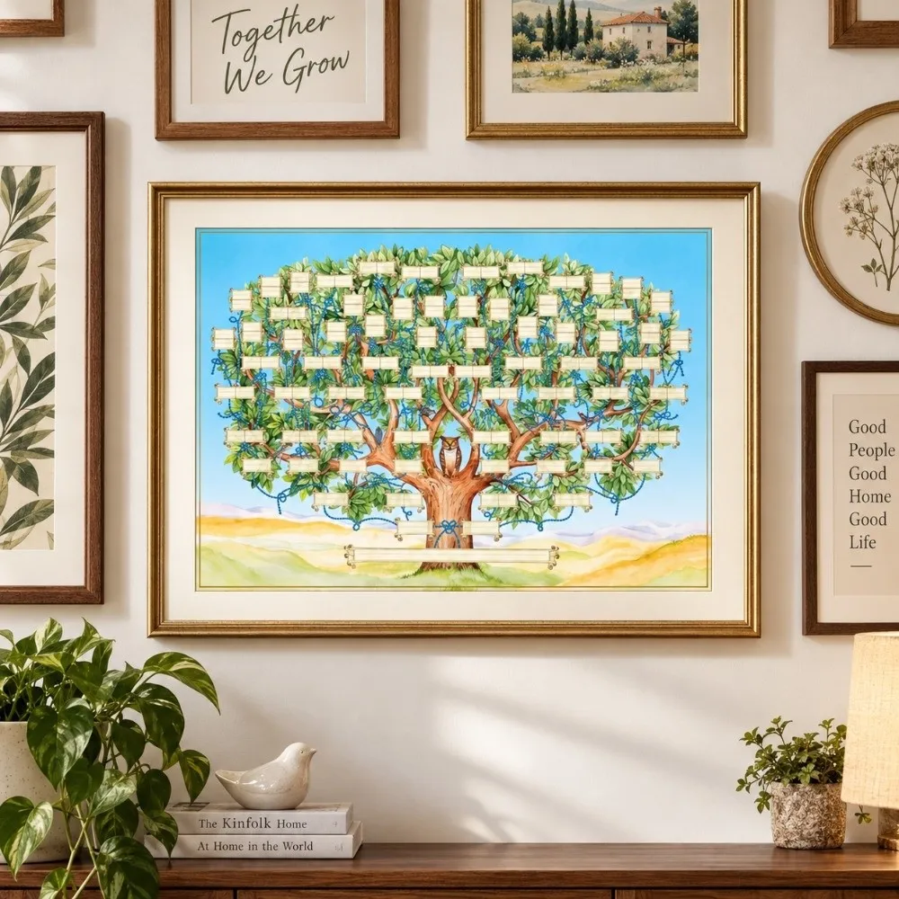 6 Generation Family Tree Chart Fillable Design DIY Canvas Fillable Ancestry Chart Wall Decor Poster Format Family History Chart