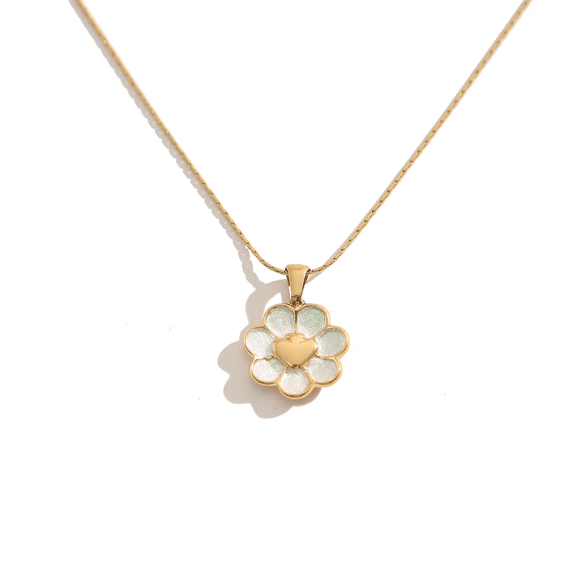 GIOIO الحد الأدنى المينا الزهور قلادة الفولاذ المقاوم للصدأ زهرة قلادة قلادة للنساء المختنق لطيف مجوهرات الديكور