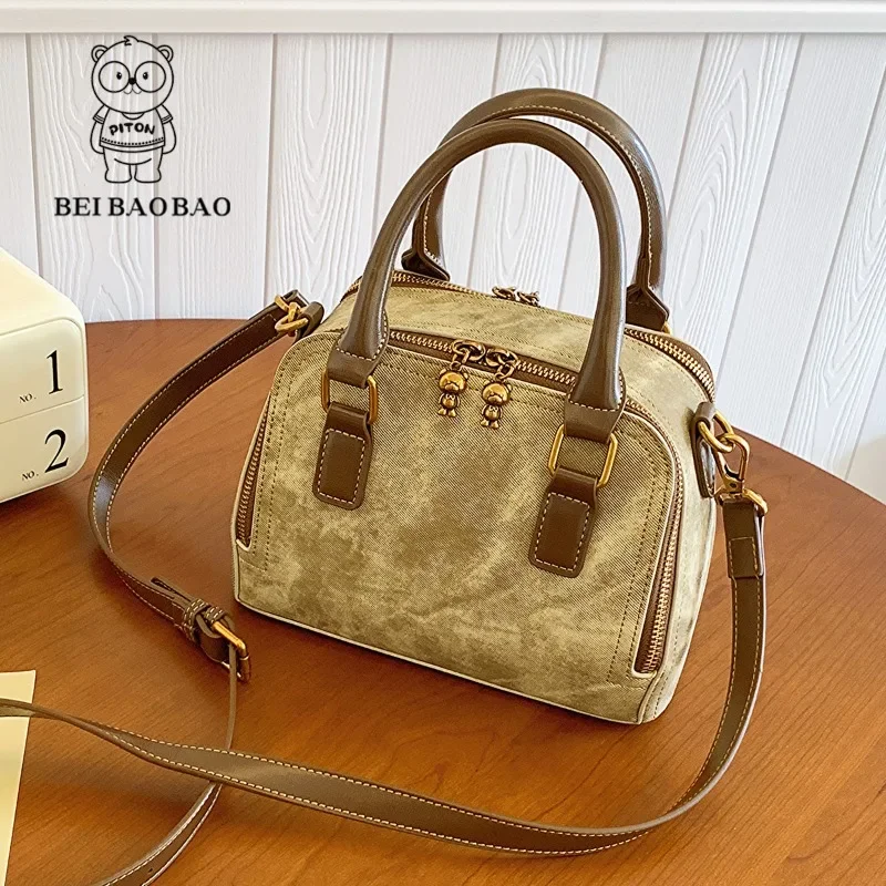 Beibaobao Women's Handheld Bags 2024 New Solid Color Retro Handbag Female Casual Fashion Light Luxury One Shoulder Crossbody Bag