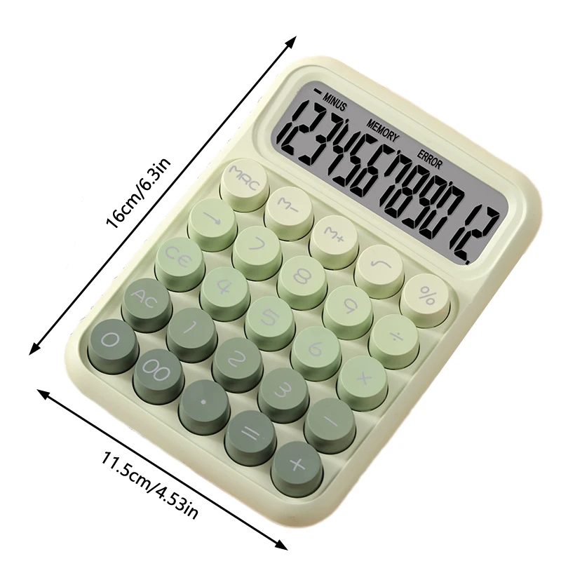 Calculatrice mécanique vintage avec écran LCD, document nickel é, suppression d'écran, bureau à domicile, mignon, 12 chiffres, 12-251