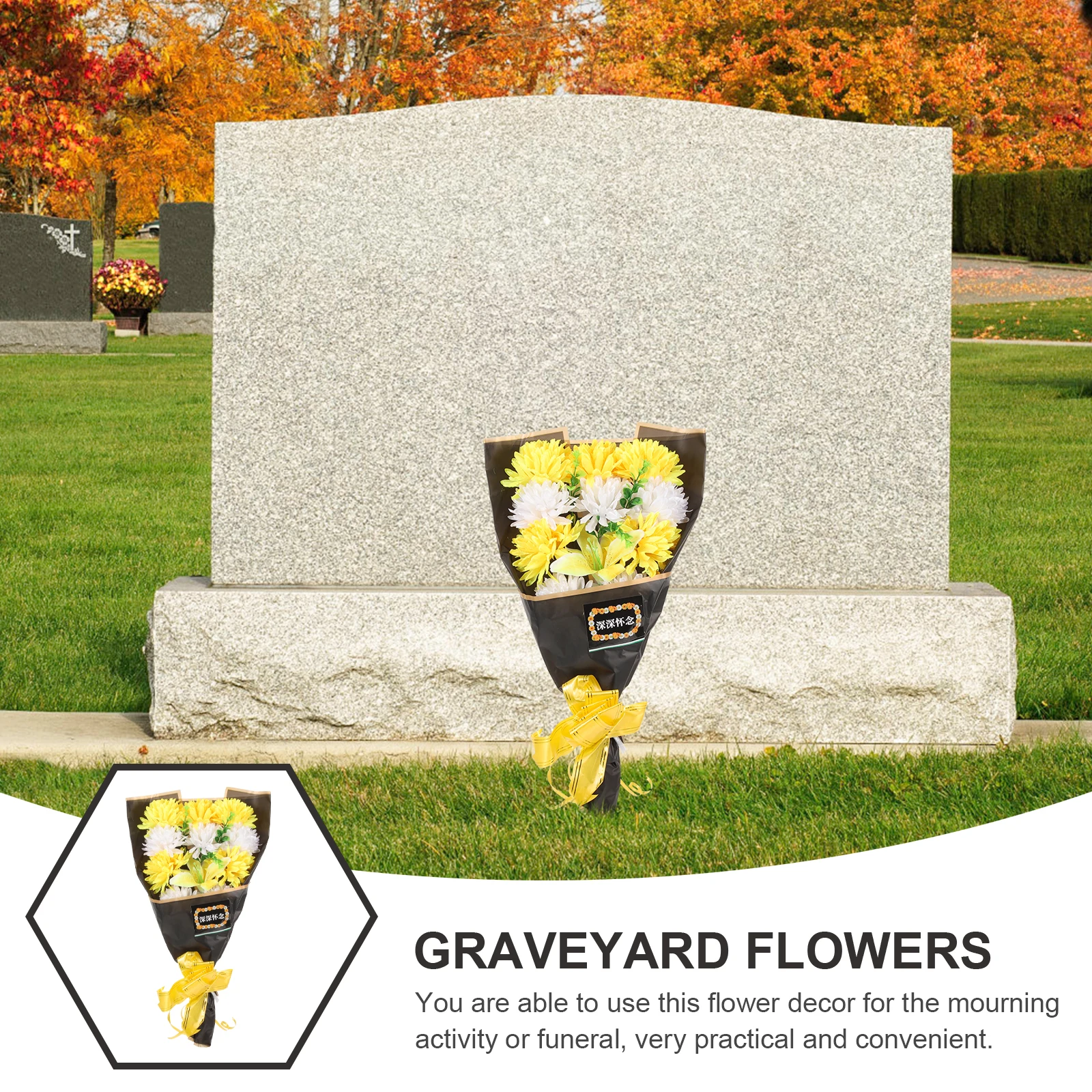 

2 Pcs Fake Flowers Holding Silk Hand Artificial for Grave Memorial Sea ​​anemone Graveyard Bouquet Cemetery Father