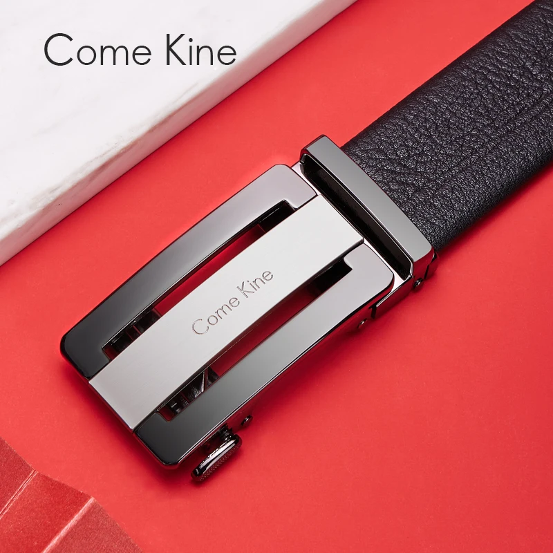 Come Kine Men's Belts Luxury Automatic Buckle Commercial Affairs Simplicity Genuine Leather Belt Designers Brand High Quality