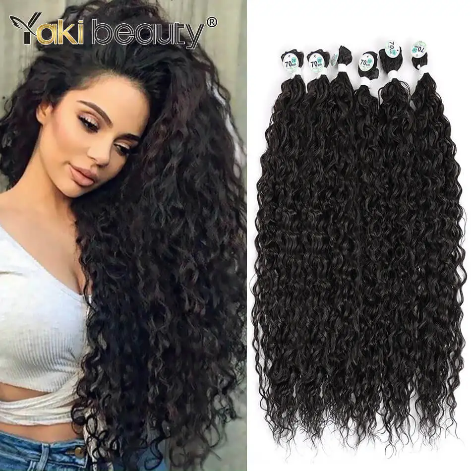 Synthetic Kinky Curly Hair Bundles Long  Jerry Curly Hair Weave Anjo Plus Hair Extensions Organic Ice Silk High Quality Weaving