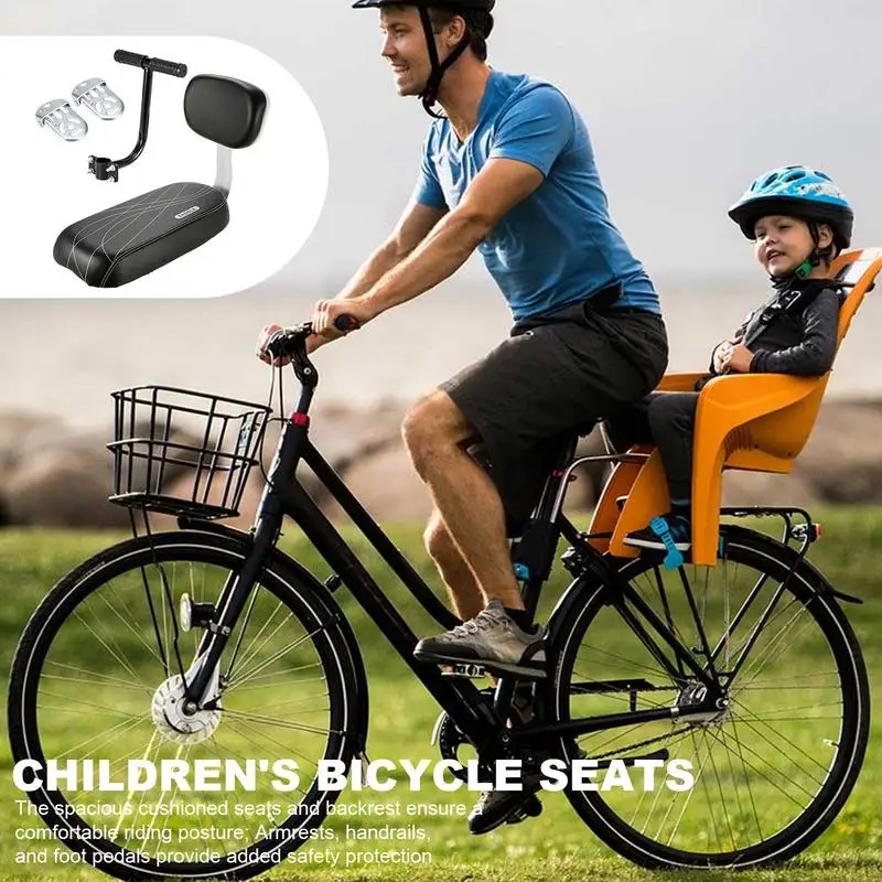 Cycle Accessories Parts Bicicleta Bicycle Rear Seat Saddle Bicycle Child Seat With Back Rest With Handle Armrest Footrest Pedal