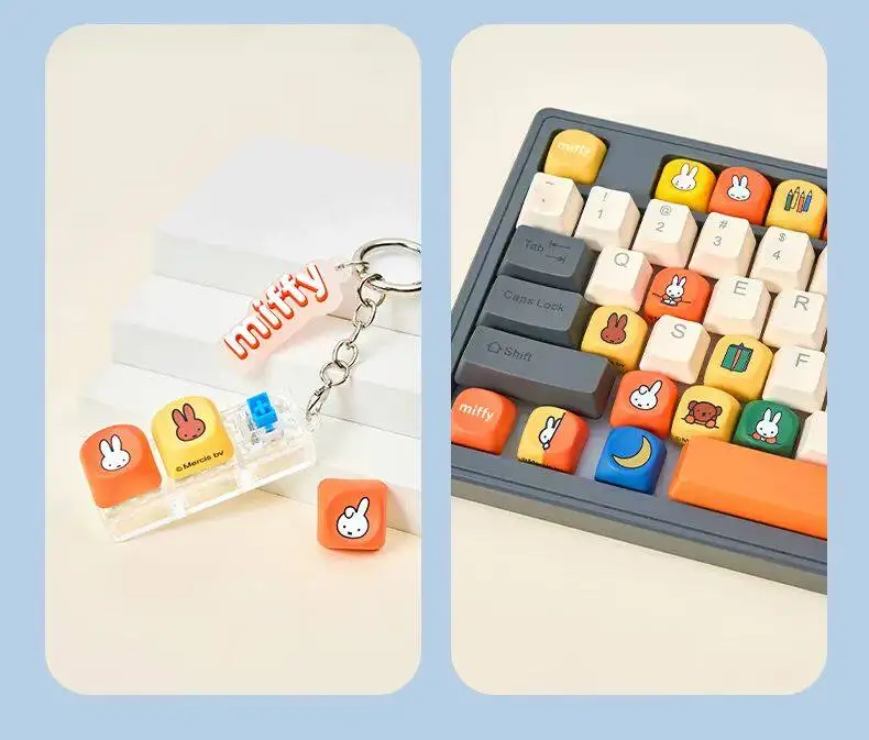 Miffy Kaninchen 6 Stile Farblich Abgestimmte Tastenkappen-Schlüsselanhänger Überraschungs-Blindbox Geschenke Spielzeugmodelle Anime-Figuren Sammelornamente – Detail 12