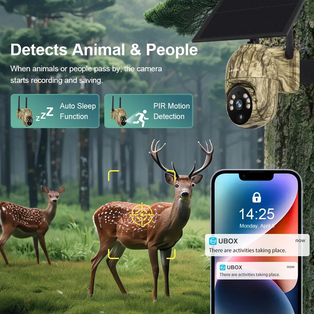 LS VISION 4MP Solar Wildlife Camera | 4G/WIFI Hunting cameras, 2K Night Vision, IP66 | Outdoor Animal Tracking Security Cam