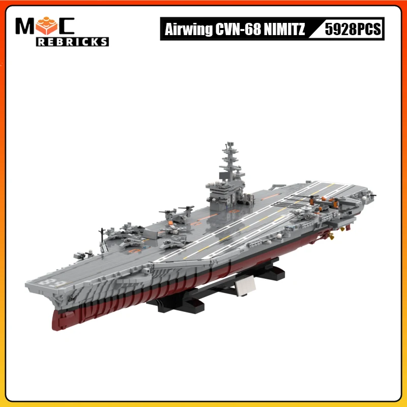 WW2 US Navy USS Nimitz CVN-68 Attack Nuclear Powered Aircrafts Carrier MOC Building Blocks Model Collector Kit Bricks Toys