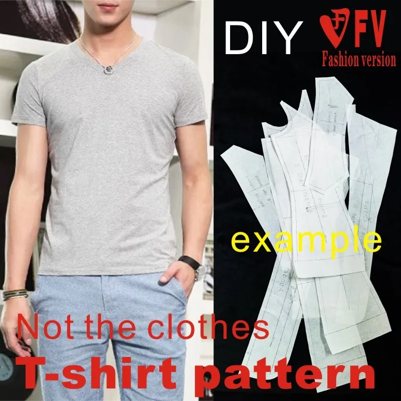 Garment sewing paper sample to figure customized men's knitted T-shirt paper sample 1:1TTX-6