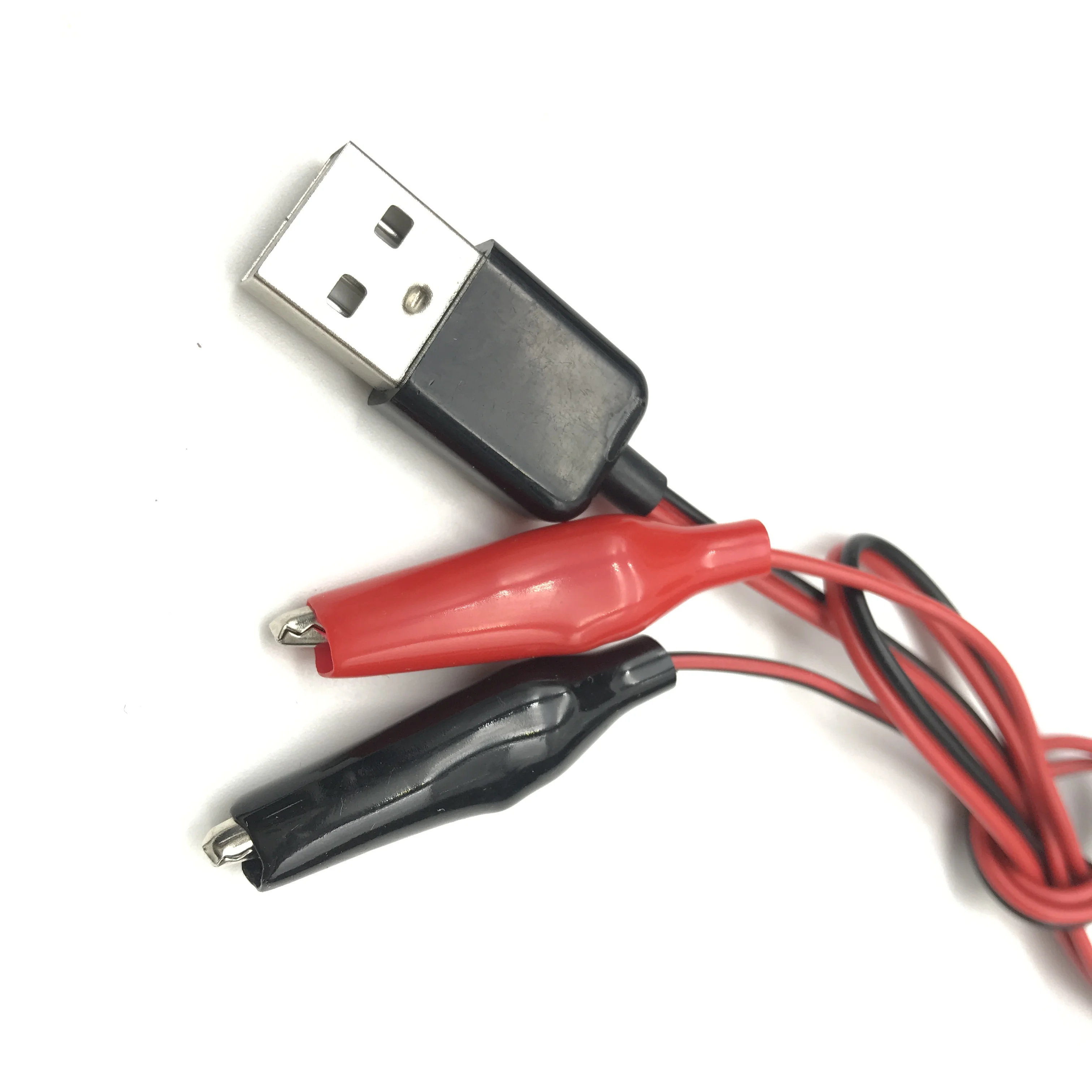 USB Female Connector to Alligator Test Clips Clamp to USB Male Connector Power Supply Adapter Wire 58cm Cable Red and Black