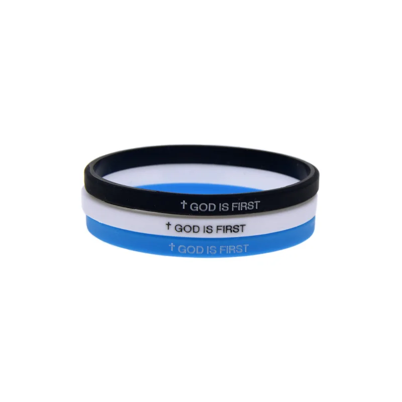 50 PCS Faith Declaration Bracelet God Is First Silicone Wristband Religious Event Gifts Bangle For Men And Women