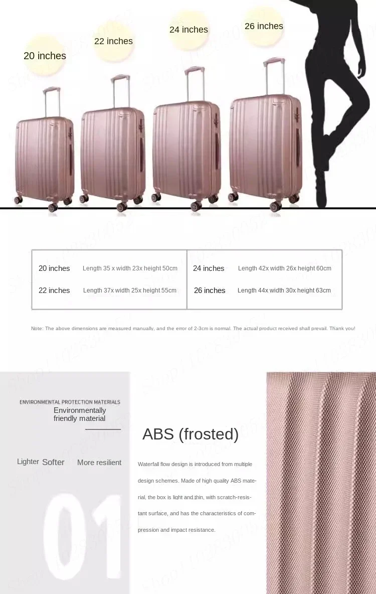 New Fashion Suitcase Fashion Lightweight Suitcase Sets Women PC Boarding Luggage Zipper Trolley Case with Small Makeup Case