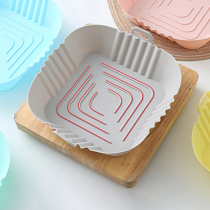 

Thickened Air Fryer Oven Accessories Silicone Basket Reusable Non-Stick Pan Mat Square Baking Pan Mat Baking Utensils Tools