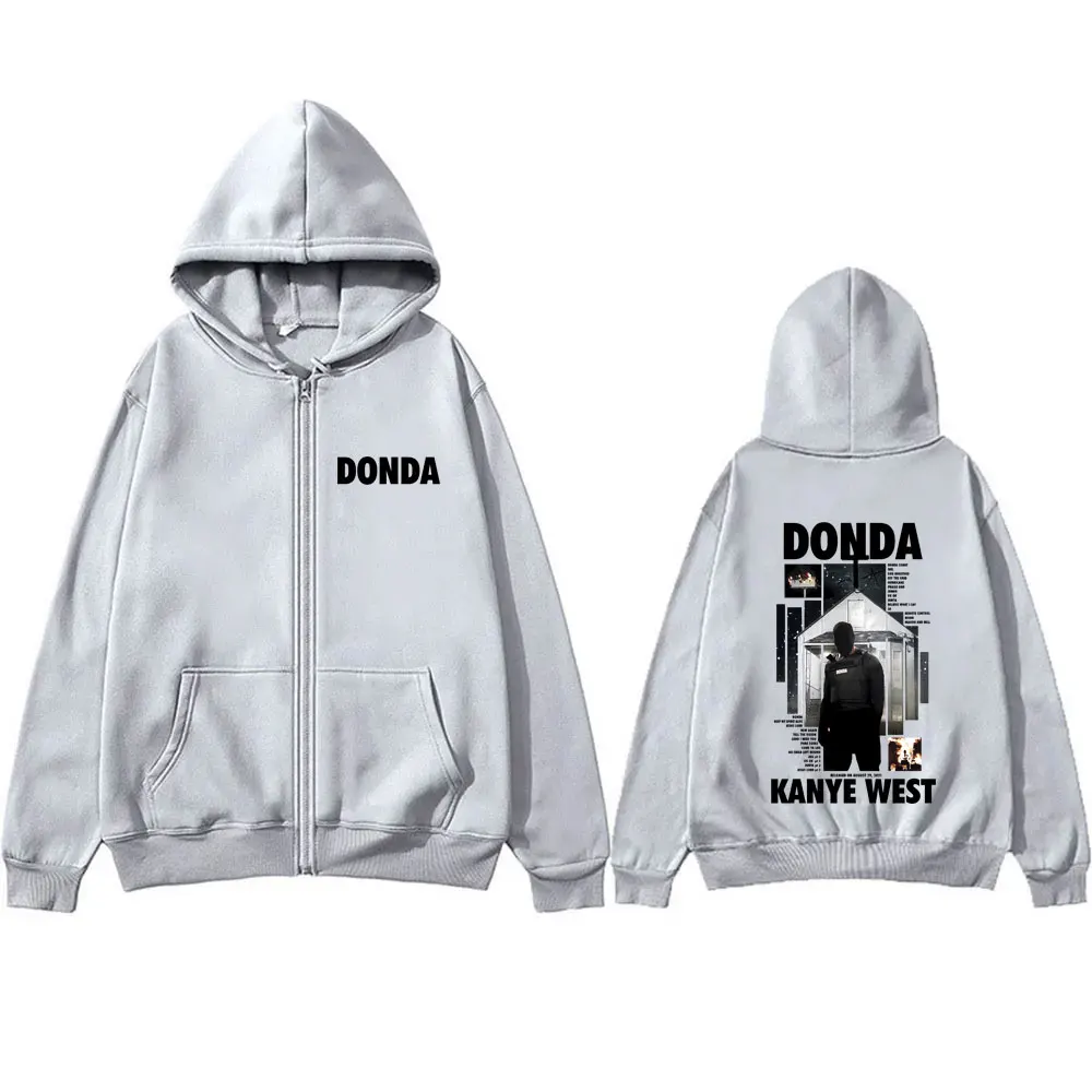 Rapper Kanye West Donda Graphic Zipper Hoodie Men Women Hip Hop Fashion Pop Music Zip Up Jacket Unisex Casual Oversized Hoodies