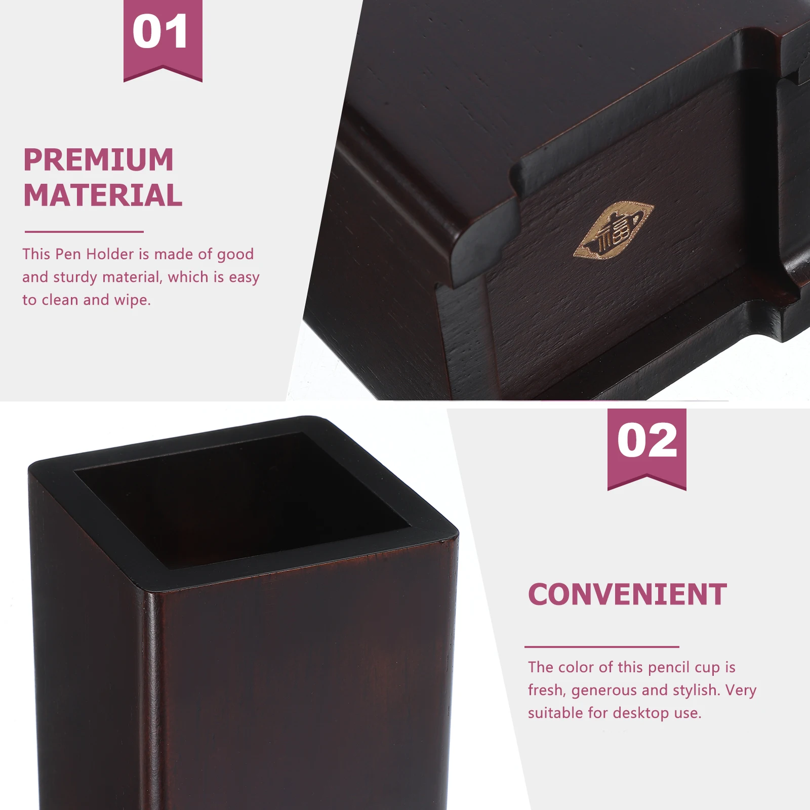 

Walnut Pen Holder Large Capacity Desk ganizer Stylish Storage Bucket Wooden Pencil Holder Sturdy Material Easy Clean Round Base