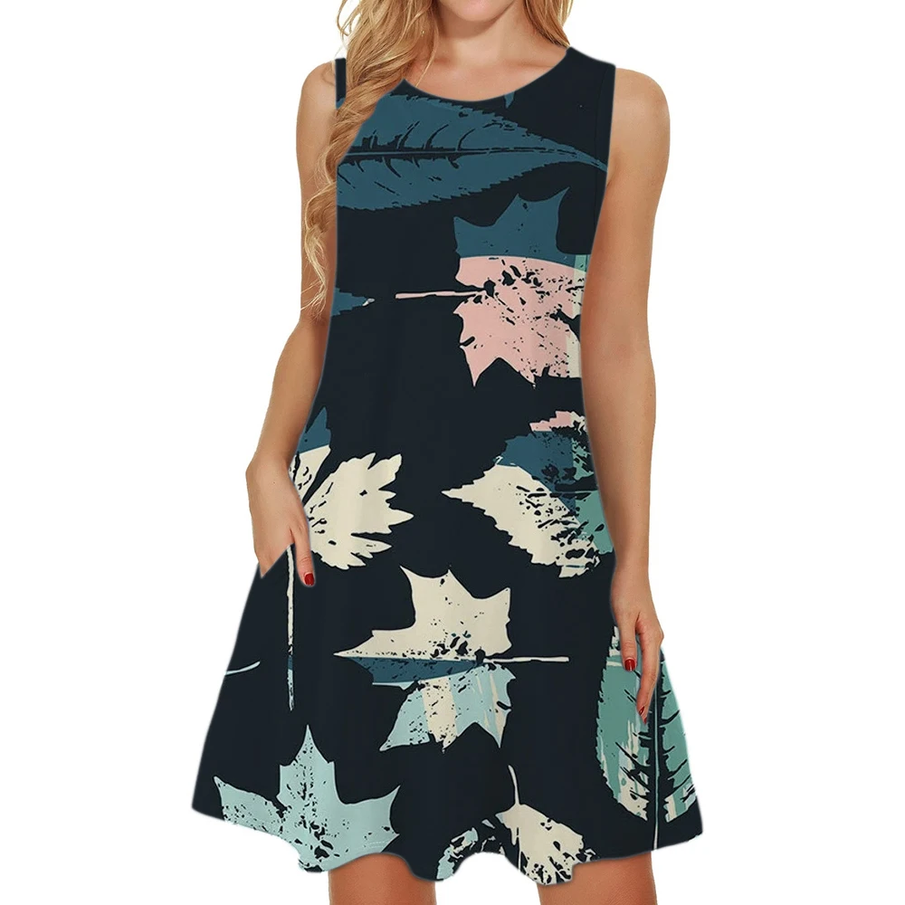 Bohemian Kleid Hawaiian Stil Sommer Ärmellose Kurzen Rock Mode Strand Surfen Party Weste T-shirt Kleid Für Frauen Kleidung