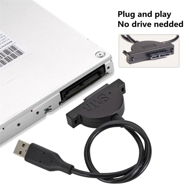 USB 2.0 TO MINI SATA II 7 + 6 13Pin อะแดปเตอร์สำหรับแล็ปท็อป CD/DVD Slimline Drive สายแปลงสายสกรูแบบคงที่ USB 2.0 SATA