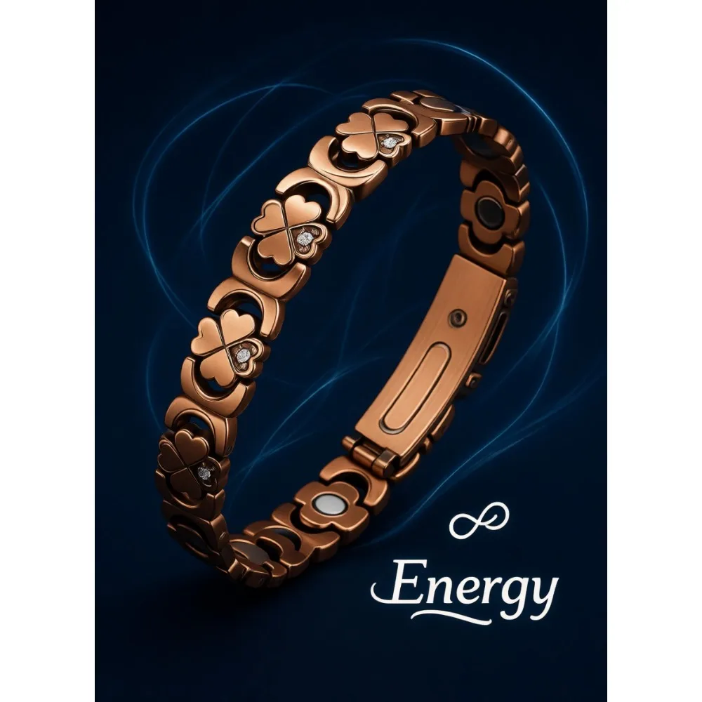 

Медный магнитный браслет с цветочным узором для женщин, облегчающий боль при артрите, 3500 Гаусс, с откидной застежкой