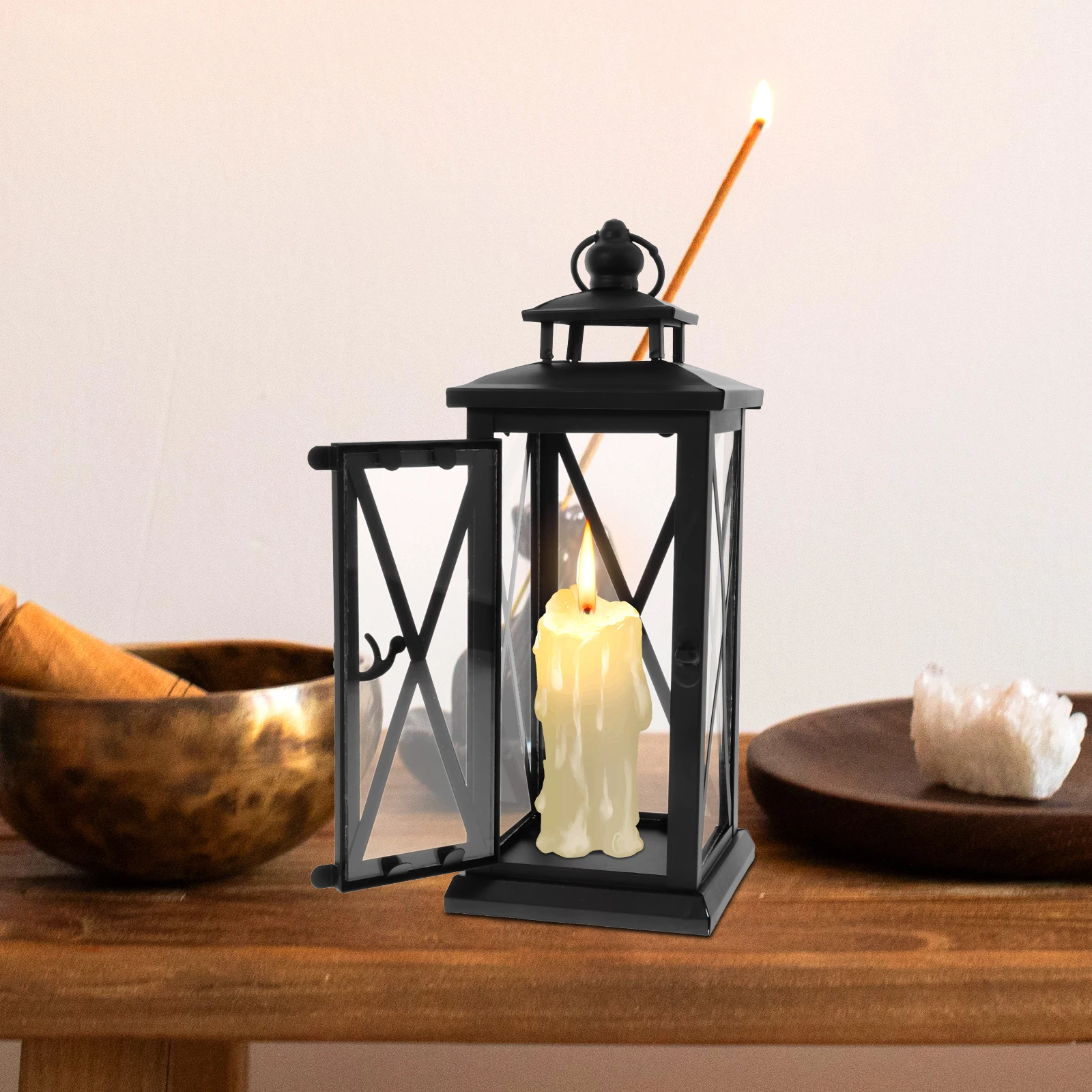 

1 pc Iron Holder Retro Decoration Wedding Decor Retro Storm Lantern Home Decoration Windproof Square Base Gift Box