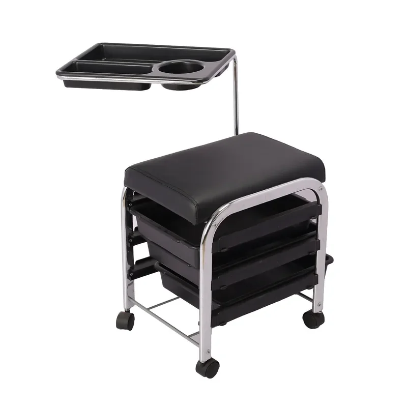 Removable Pedicure Stool With Drawer Beauty Salon Chair Manicure Tool Cart Storage Shelf Professional Nail Station Furniture