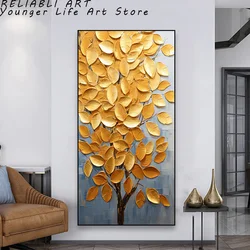 Light Luxury Yellow Golden Ginkgo Leaves Poster and Print,Canvas Painting,Wall Art Picture For Living Room Home Decor No Frame
