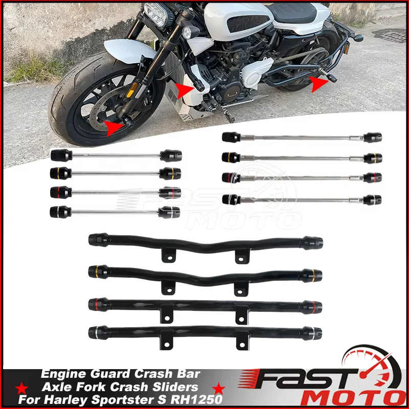 Highway Peg Crash Bars RH1250S Passenger Peg Engine Frame Slider Protection For Harley Sportster S 1250 Axle Fork Crash Sliders