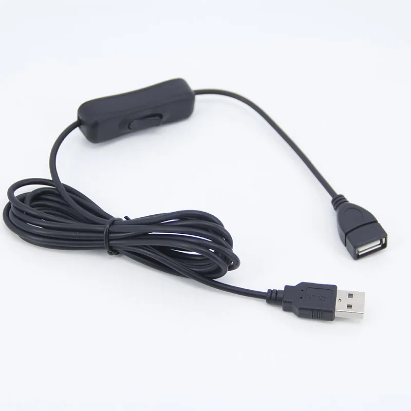 0.5m 1M 2m USB cable 50cm USB 2.0 A Male to A Female Extension charging Extender Black Cable With Switch button ON OFF Cable