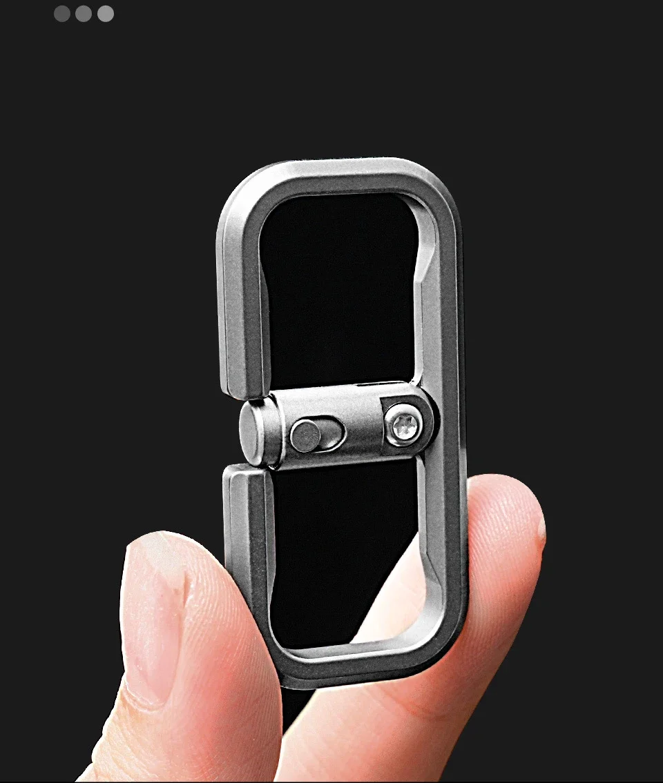 JINLITitanium Alloy Locking Carabiner Keychain Clip Anti-Loss EDC Tool for Men