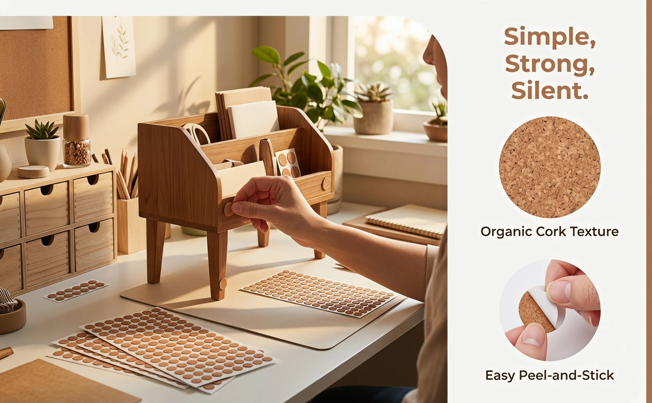 500Pcs Softwood Anti-Slip Pads 15Mm Round Cork Stickers for Table Lamps Plant Pots Non-Slip Floor Protector Shock Absorbing Pads