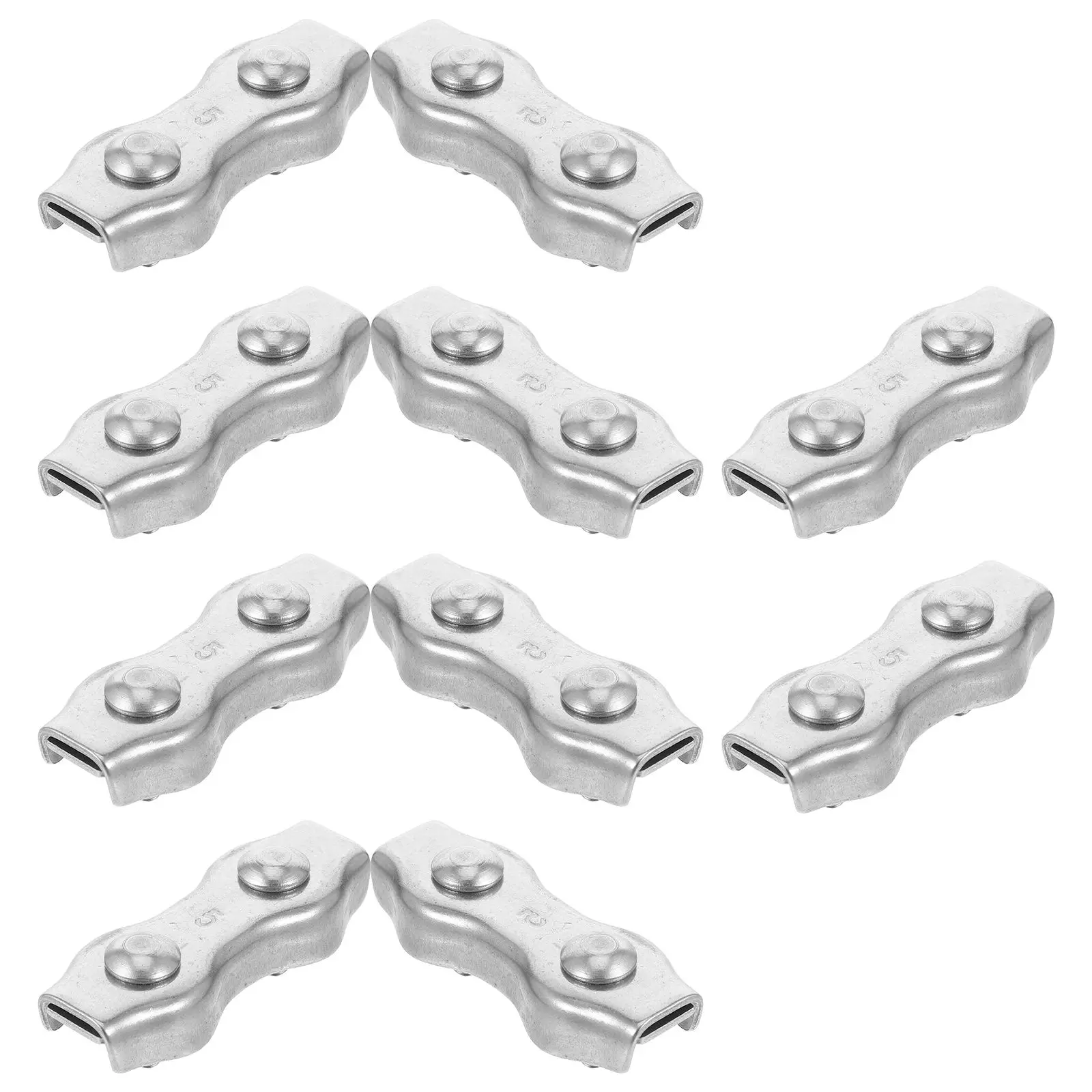 10 Buah Klip Kabel Konektor Pagar Listrik Penjepit Tali Kawat Baja Tahan Karat Ganda untuk Pagar Teralis Dupleks Pengikat Tali Logam