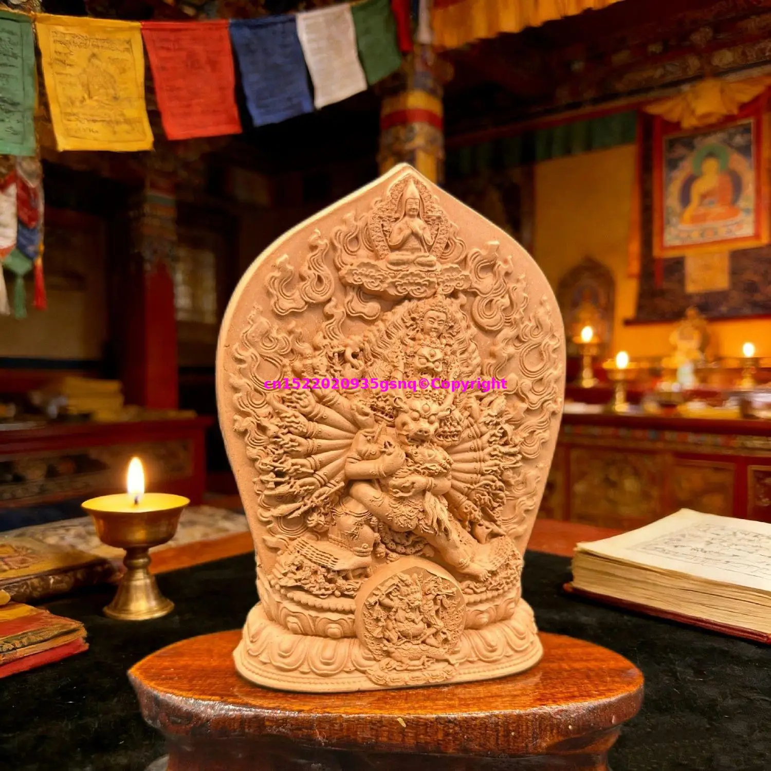 Tibet Handmade clay buddha Yamantaka Yab-Yum Vajra Buddha three-in-one Holy tsha-tsha Buddhist temple lama monk worship