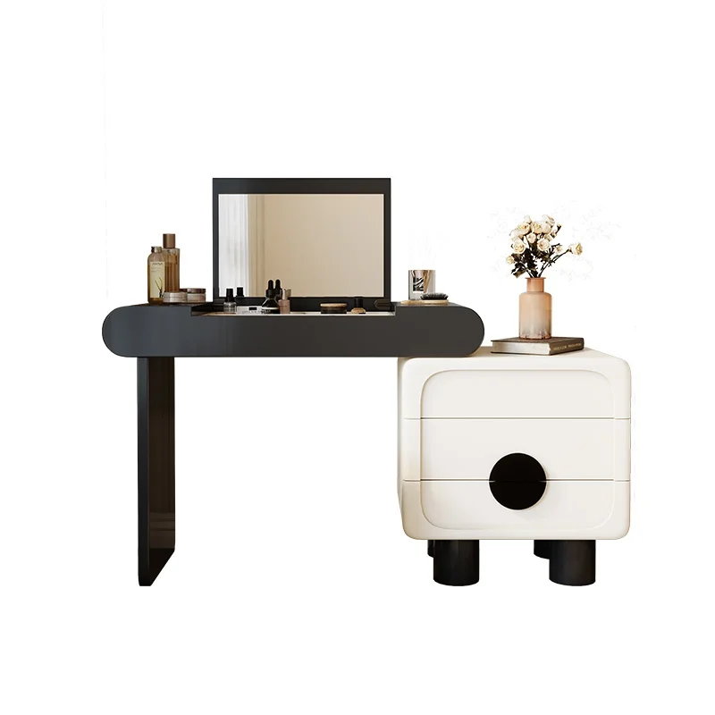 

Simple Modern Solid Wood Dressing Table with Lighted Mirror Integrated Storage Cabinet Bedroom Hotel Dresser