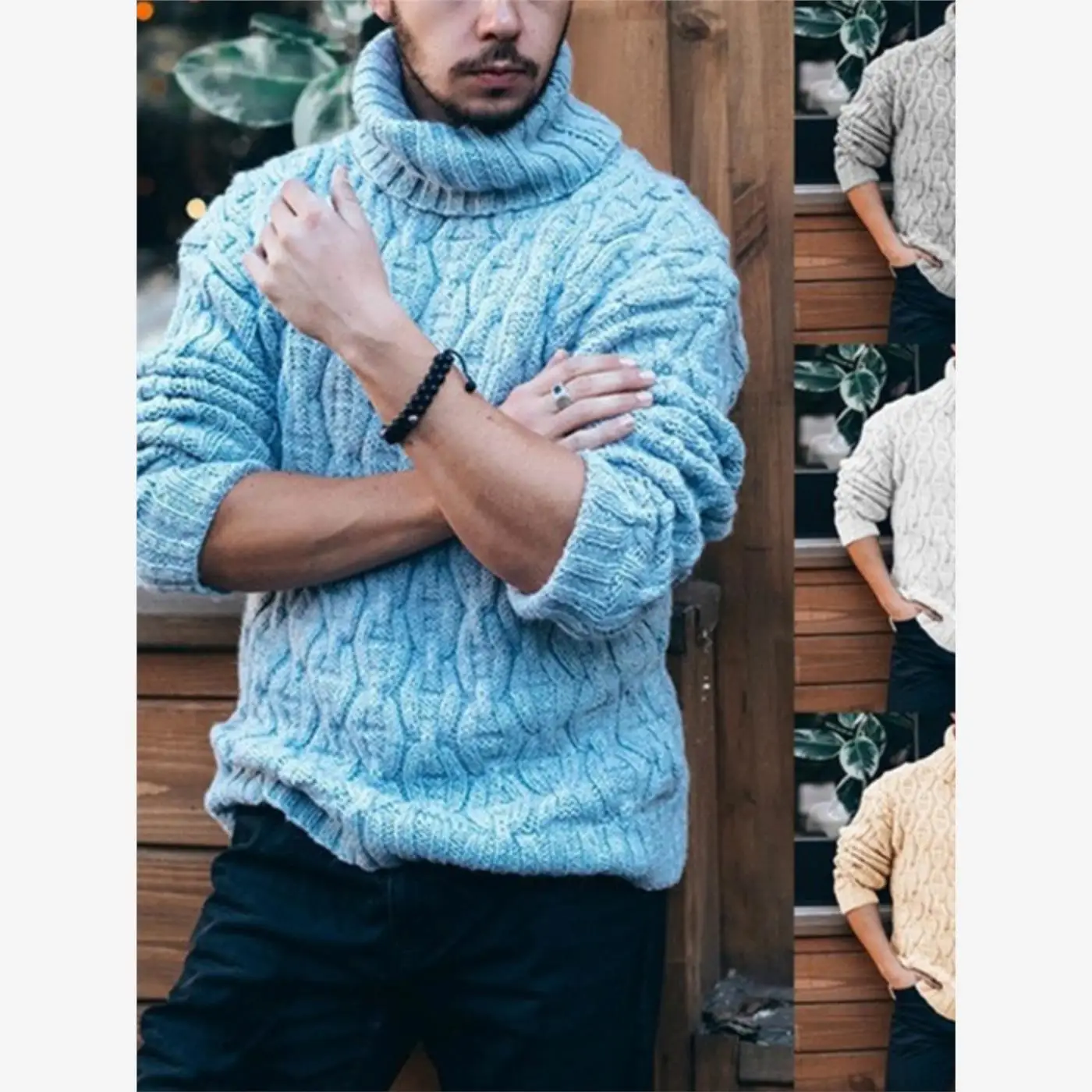 

New Winter Men's Turtlene Sweater Warm Pullover Knitwear Ciwalk Collar Coolmax Fiber Nine Points Sve ex