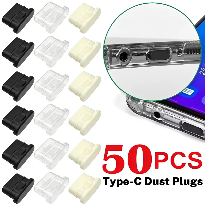 5/50Pcs Type C Anti-Dust Plugs Silicone USB C Charging Port Dust Cover Protector for iPhone 17 15 16 Samsung Galaxy S26 Dustplug
