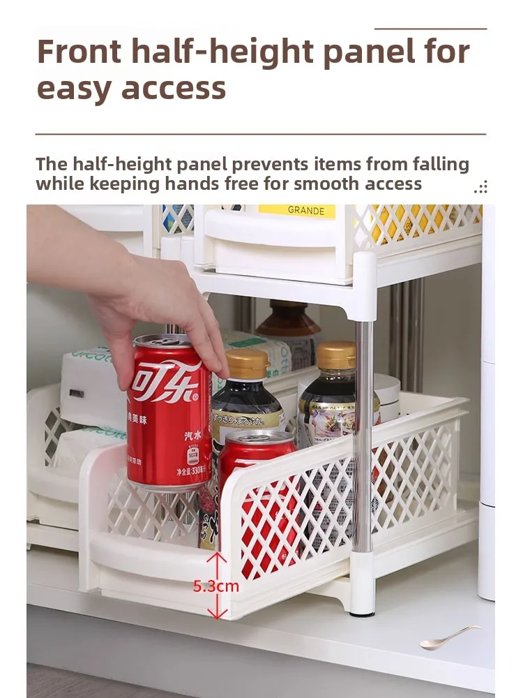 Estante de nento de plástico extraíble para ar de cocina, organizador para frego de baño, caja de nam...