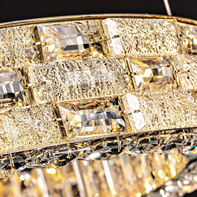 

New Ring Light Villa Bedroom Living Room Luxury Crystal Chandelier Modern Interior Decoration Led Luster Ceiling