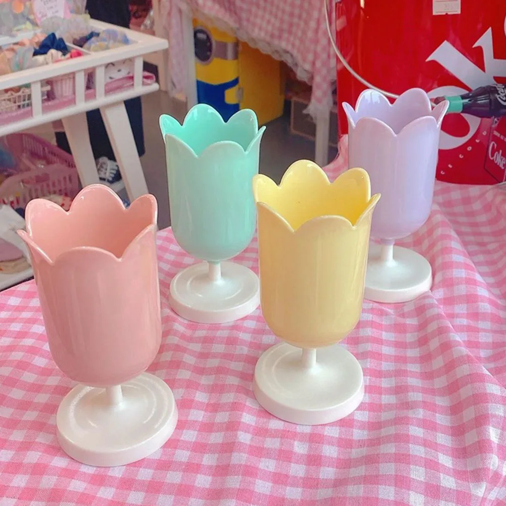 

3 Pcs Plastic Flower Shaped Pen Holder Stationery ganizer Desk Brush Pot Floral Container Office Home DIY Decor Storage Bucket