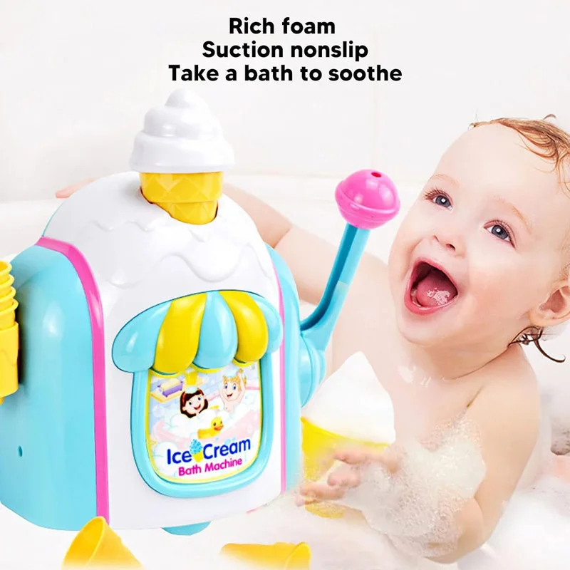 

Ice Cream Bubble Machine Automatic Non-spill Bath Toy For Toddlers Kids Bubble Blower Party Supplies Children's Birthday Gifts