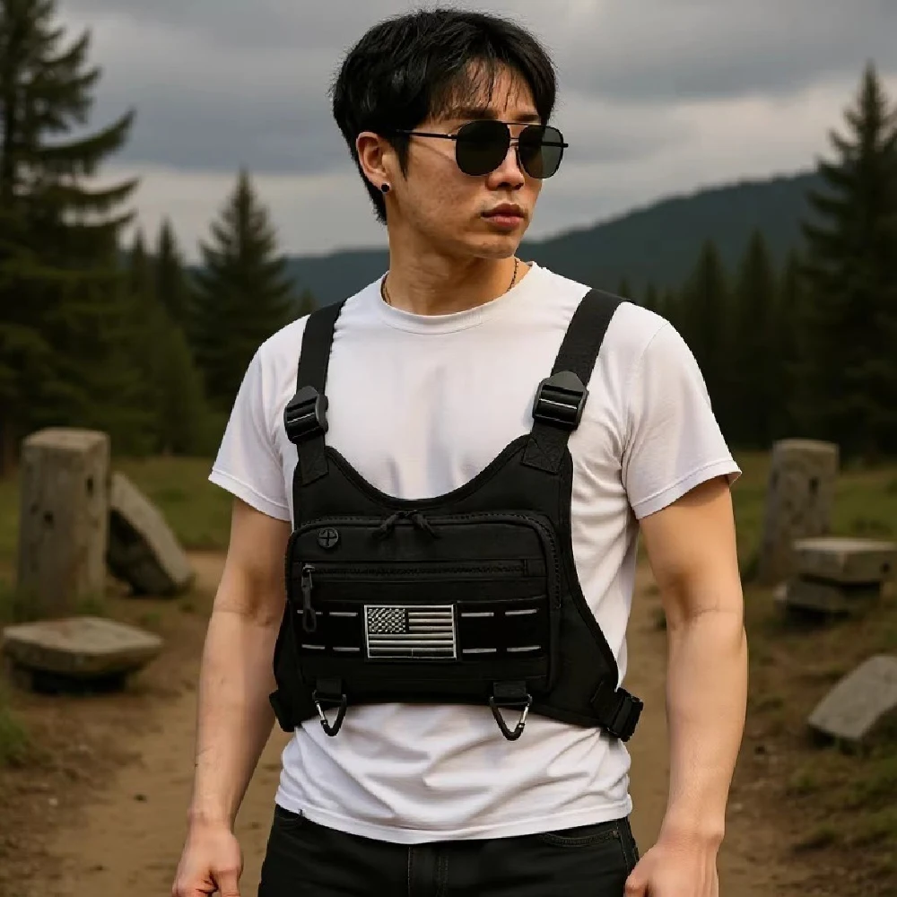 Leichte, wasserabweisende Sport-Brusttasche mit integriertem Handyfach zum Laufen, Radfahren und für den täglichen Gebrauch, für Damen und Herren. – Detail 10