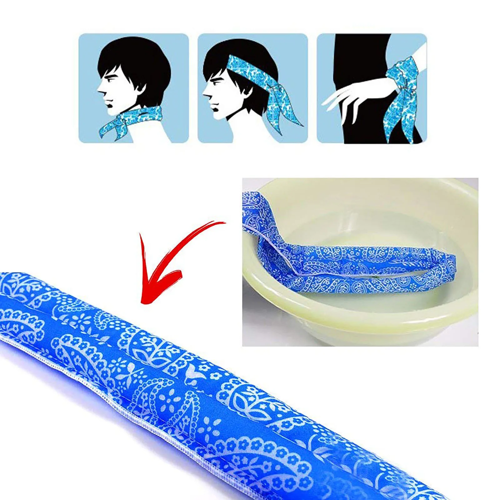 5 pçs cachecol fresco pescoço envoltório verão cachecol de resfriamento de gelo resfriamento instantâneo esportes ao ar livre bandana frio gelo esportes toalha pulseira