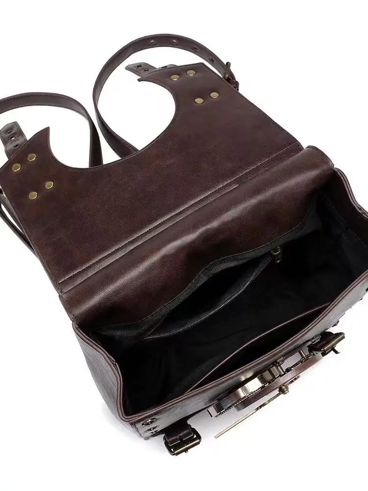 Tablet computer backpack, leather British-style steampunk gothic double-shoulder bag
