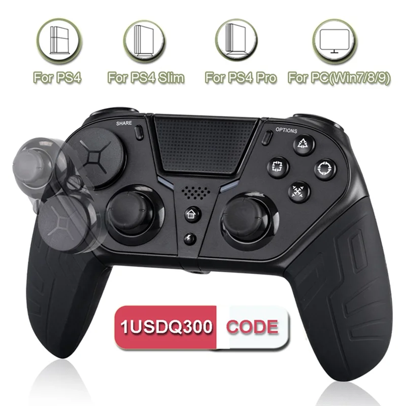 ABKN-وحدة تحكم بلوتوث لاسلكية لوحدة تحكم ألعاب PS4/PS4 Slim/Pro عصا التحكم مع زر توربو قابل للبرمجة متين -Bl