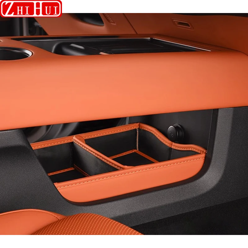 For Li Lixiang L6 L7 2024 Restyling Car Styling Center Console Lower Storage Box Leather Foldable Storage Box Auto Accessories