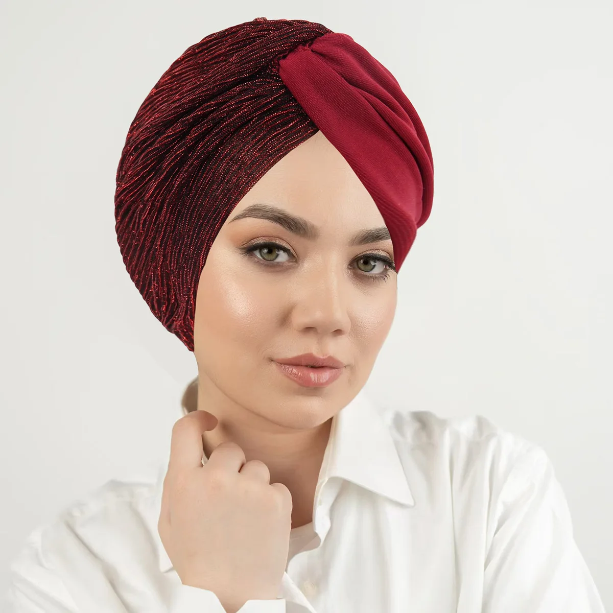 

Indian Twist Turban Caps Hijab for Women Muslim Headscarf Bonnet Female Head Wraps Hair Loss Islamic Headband Hat Solid Colors