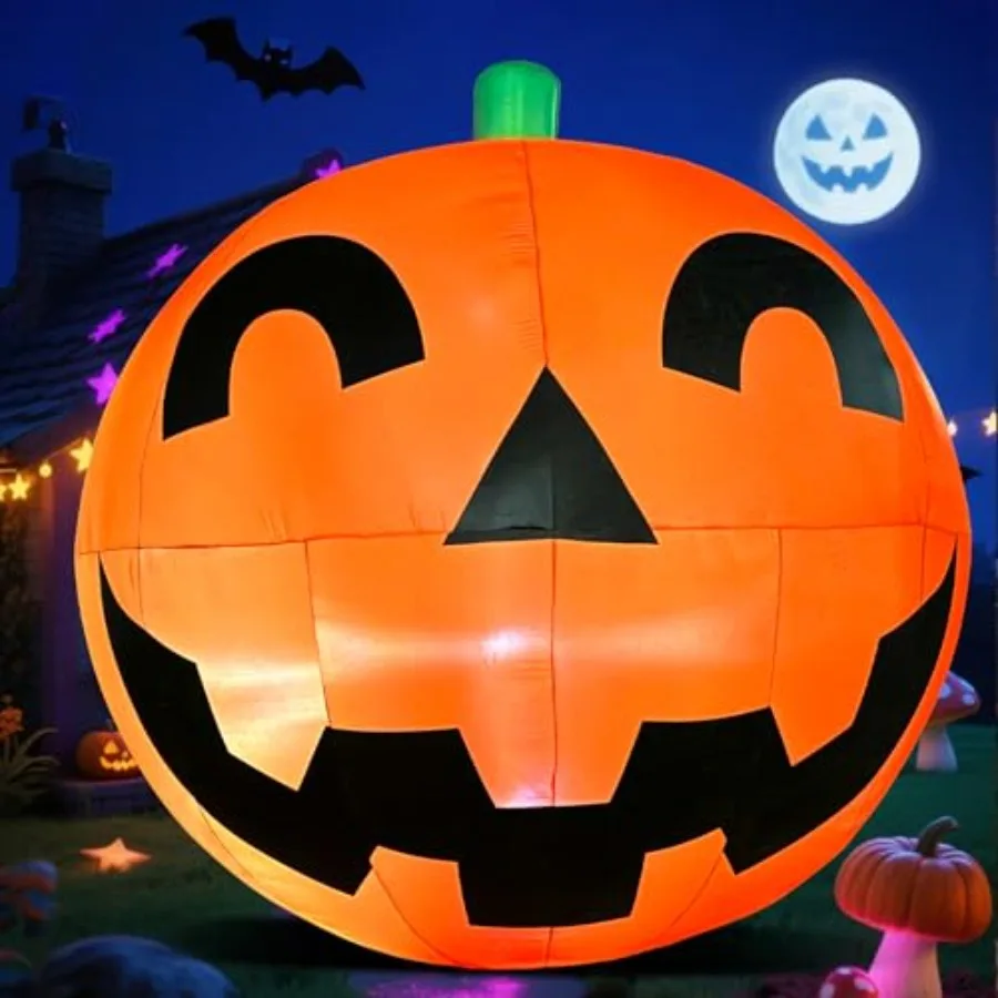 巨大な11.2フィートのハロウィンインフレータブルパンプキンデコレーション、特大ハロウィンブロウアップヤードデコレーション、内蔵LEDライト付き